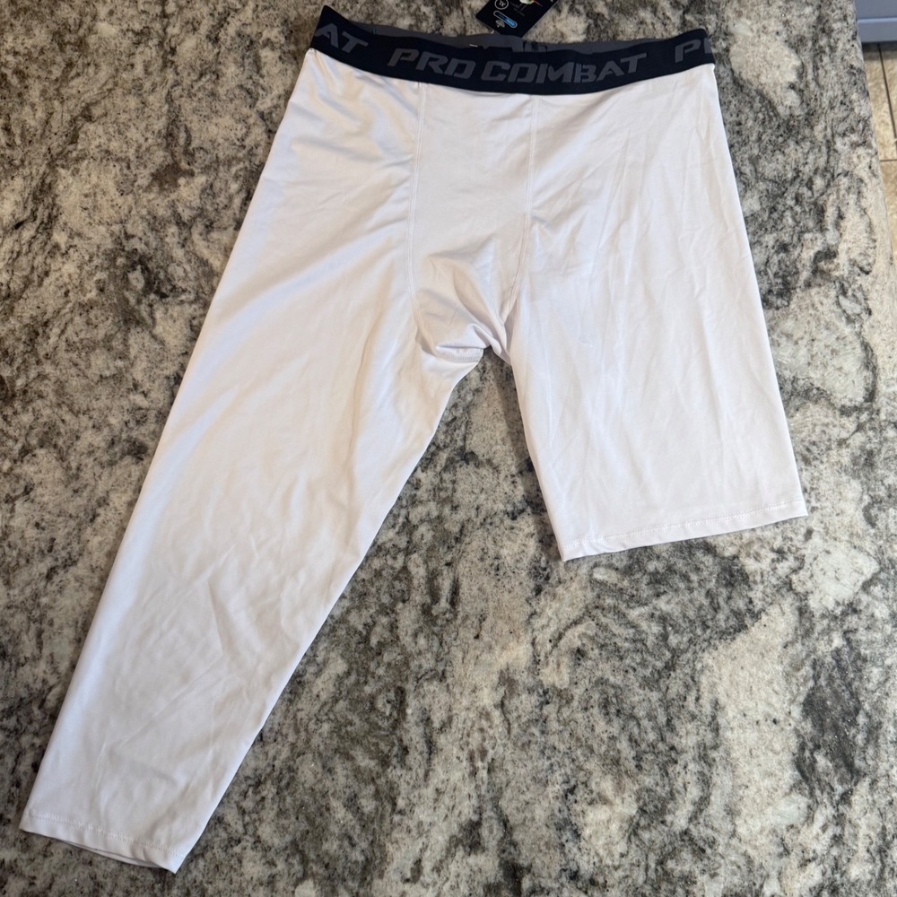 Pro Combat Men's White‎ Compression Baselayer Shorts Size XL